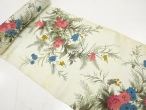 アンティーク　草花模様　羽尺反物